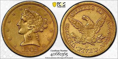 1842-D *Large Date* $5 Gold HALF EAGLE *PCGS XF* About 90 Known *FAST SHIPPING!! • $9999.99