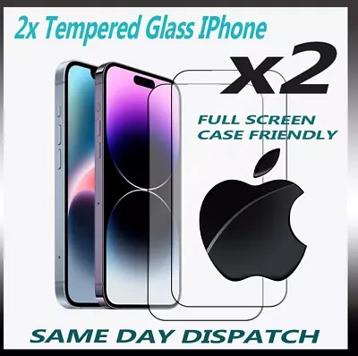 $1.65 • Buy 2x Tempered Glass Screen Protector For IPhone 14 13 12 11 Pro Max XR Mini Plus