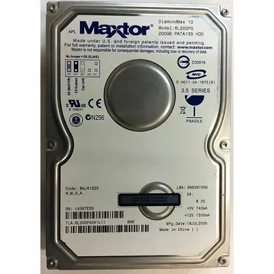 6L200P0041L11 - Maxtor 200GB 7200 RPM IDE 3.5  HDD • $68