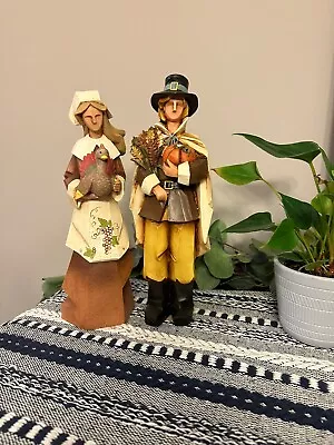 Pacific Rim Pilgrim Man And Woman Figurines Statues Thanksgiving Resin Cubist • $35