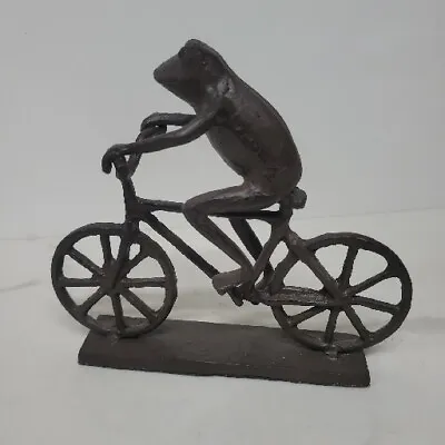 $28.50 • Buy Vintage Cast Iron Brutalist Sculpture Frog Bicyclist