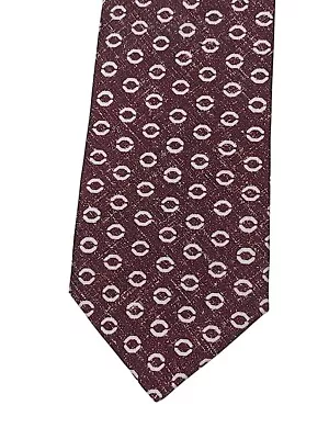 Isaia Napoli NWT $230 Maroon Geometric Kiss Medallion 7 Fold Silk Tie 3.5” NEW • $59.95