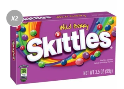 $7.98 • Buy 919419 2 X 99g THEATRE BOXES OF SKITTLES WILD BERRY FLAVOURED CHEWY CANDIES YUM 