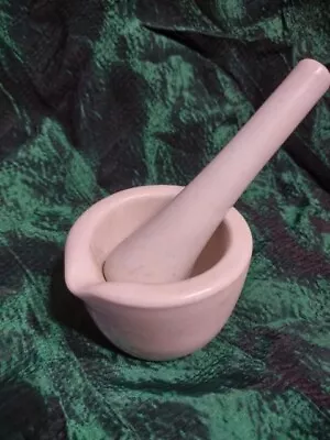 Vintage Rare Mortar And Pestle Stone Set White Pestal Natural Spice Herb • $14.99