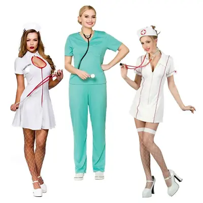 Hospital Nurse Uniform Costume Womens Doctor Adult Fancy Dress Ladies UK 6-24 • £17.49