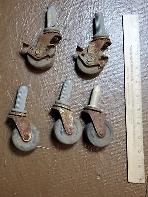 5 Vintage Antique Rollers Furniture Wheels Move Metal Caster Swivel Wheels Lot • $6.79