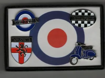 Lambretta Pin Badge Sets. Assorted Colours. Presentation Box. Gift. Scooter. Mod • £7