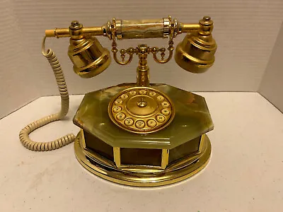 Vintage Made In Italy Telco Brand Green Onyx Marble Retro Telephone • $99