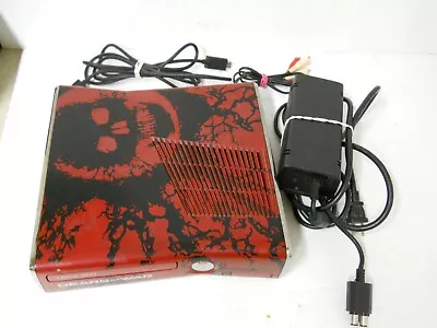 XBOX 360 S 1439 Console Gears Of War Dark Red & Black W/ Powers Supply Cables • $189.95