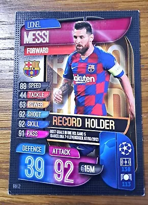 Topps MATCH ATTAX - Champions League - LIONEL MESSI - 19 / 20 - RECORD HOLDER - • £0.99