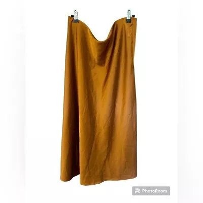 J Crew Orange Ruched Silk Midi Skirt Side Slit Size 2xl • $28