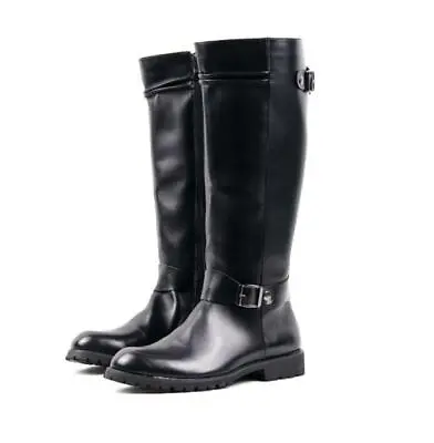 Mens Round Toe Zip Knee High Boots Casual Outdoor Military Combat Riding Shoe UK • £51.42