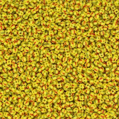 12/0 Czech Yellow Red Grn Stripe Glass Seed Beads • $12.97