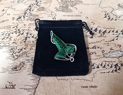 Elven Leaf Brooch Pin Green LOTR Lord Of The Rings Lorien Cape Enamel Hobbit UK • £8.99