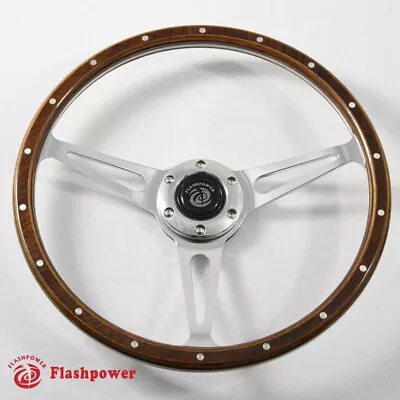 14'' Classic Riveted Laminated Wood Steering Wheel Restoration MG VW SuperBeetle • $166