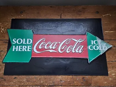 Coca-Cola Arrow Metal Sign Sold Here Ice Cold Coke • £15