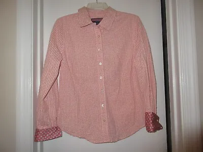 Vineyard Vines Shirt Womens Medium Coral Gingham Seersucker Button Up Casual Top • $20.95