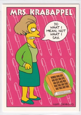 £5.81 • Buy 1993 Skybox Bongo Comics The Simpsons Series 2 Character Card S12 Mrs. Krabappel