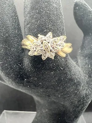 $254.17 • Buy Vintage 10K Gold Floral Or Starburt Diamond Cluster Ring Size 9.75