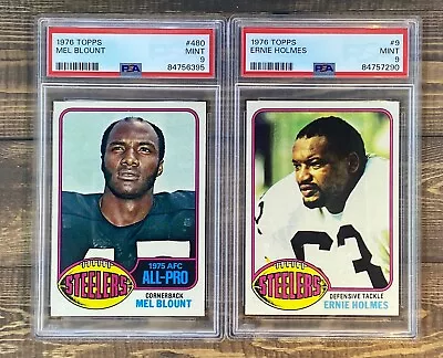 1976 Topps Ernie Holmes #9 And Mel Blount #480 Pittsburgh Steelers PSA9 • $300