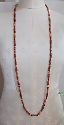 Vintage Scottish Agate Brown Shades Flapper Length Necklace • £12.99