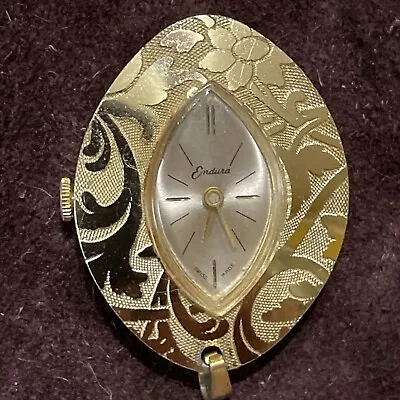 Vintage Endura Winding Pendant Watch Swiss Made Very Unique Works Perfectly Mint • $50