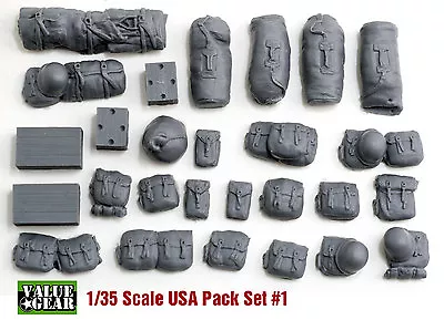 1/35 USA WWII Pack Set #1 - Value Gear Resin Stowage- 25 Pieces • $11.50