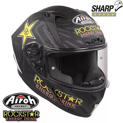 Airoh Valor Motorcycle Helmet Full Face Rockstar Energy Matt Black / White • £99.99