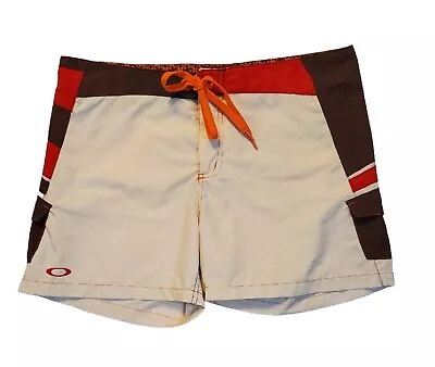$13 • Buy Oakley Boardshorts Beige Brown Orange Mens Size 34 Unisex EUC 