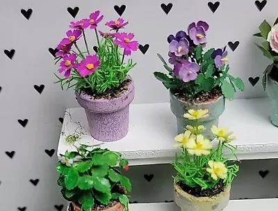 Miniature Pansy Dollhouse Flowers 1:12 Scale Miniature Garden Potted  Pansies • $28.88