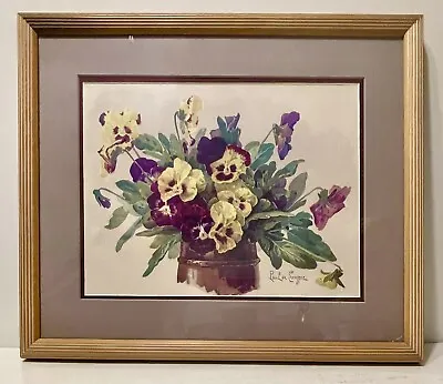 Paul De Longpre Framed Print Pansies Flowers Art Print Of Vintage Art 20” X 17” • $59.99