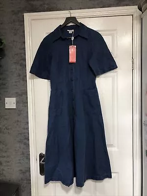 £8 • Buy Ladies New Long Denim Dress Button Up Front Size 8 By Finery London