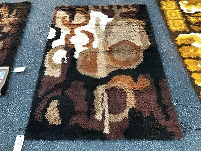 New Old Stock Danish Wool Rya Rug 4' X 6'  Space Age Mid Century Modern #HP94 • $340