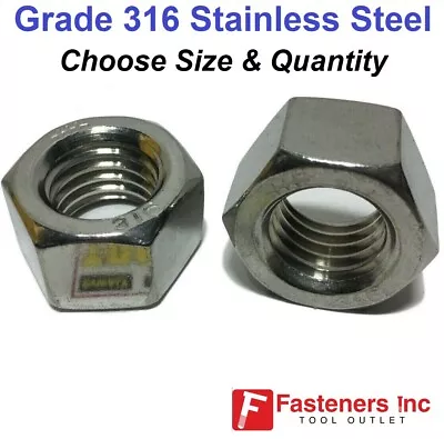 UNC 316 Grade Stainless Steel Finished Hex Nut GRADE 316 (Choose Size & Qty) • $8.99