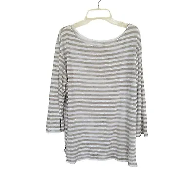 Majestic Filatures 100% Linen Striped Top Shirt Oversized Womens Size 1 XS • $24.99