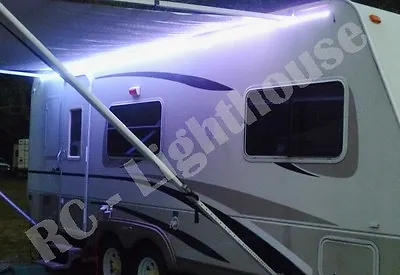 RV Camper 10' Ft WHITE LED Awning Light 12V W/ Mini 10 Key Remote Camper 3528 • $29.95