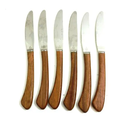 Set Of 6 RAADVAD Butter Knives Wood Handles Denmark Danish MCM Modern Design • $24.99