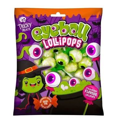 Halloween Tricky Treats Eyeball Lollipops Strawberry Flavour • £3.99