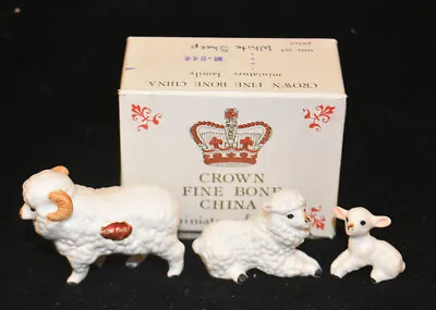 Miniature Bone China Japan Sheep Figurines With Box X3 • $18.98