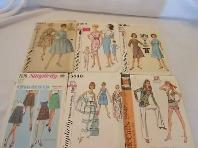 Lot Of 6 Vintage 1960's Junior Sewing Patterns Dresses Skirts Formal Tops Pants • $16