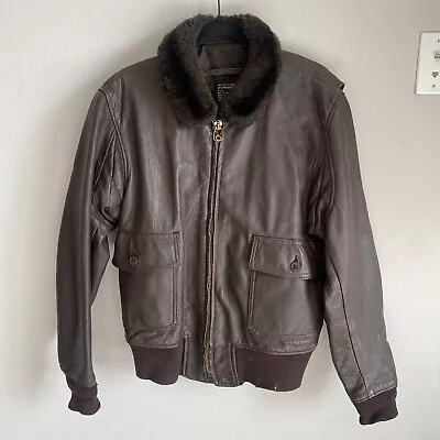 Vintage USN G-1 Brown Leather Flight Jacket Size 44 Vietnam 1969 Martin Lane Co • $223.96