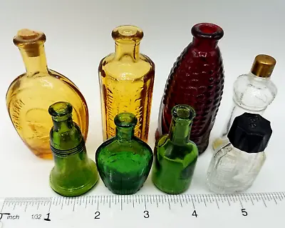 Vintage Lot Of 8 Mini Miniature Wheaton Red Green Yellow Clear Glass Bottles • $24.95