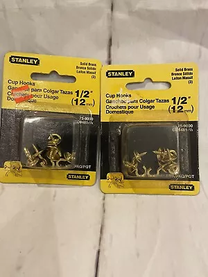 Stanley Cup Hooks 1/2   12mm  75-9000 Solid Brass Two Packs Total Of 12 Pieces • $4.99