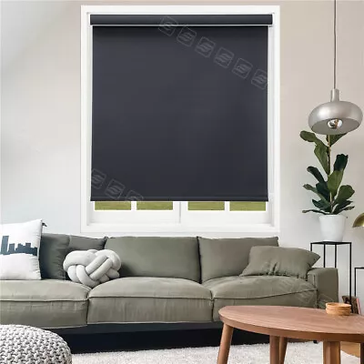 Corded Custom Made Black Blackout Waterproof Fabric Window Roller Shades Blinds • $71.99