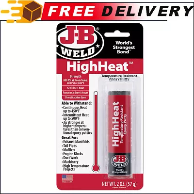 J-B Weld 8297 HighHeat 500 Degree Epoxy Putty Stick - 2 Oz.  Grey • $12.89