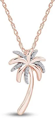 $219.99 • Buy Natural Round Diamond Accent Palm Tree Pendant 18  Necklace 10K Solid Gold