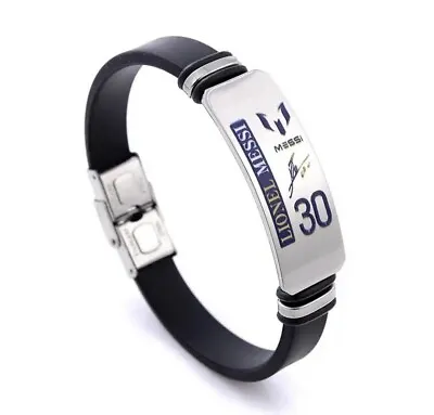 Lionel Messi Adjustable Bracelet Stainless #30 Original Number Black Silicone • $14.95