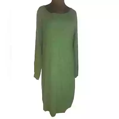J. Jill Green Seamed Back Long Sleeved Stretch Wool Blend Sweater Midi Dress • $35