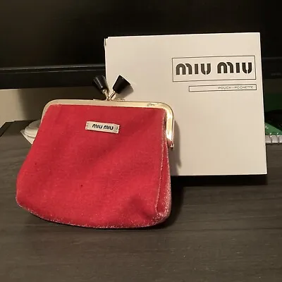 New MIU MIU Pink Coin Purse Pouch Makeup Kisslock Cosmetic Toiletry Bag Box • $28.49