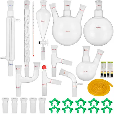 VEVOR 29pcs 24/40 Advanced Chemistry Lab Glassware Kit W/ Glass Ground Joint • $75.99